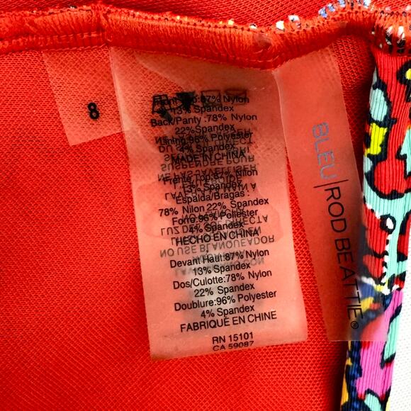 Bleu Rod Beattie One Piece Swimsuit Plunging Neckline Paisley Multicolor 8 - Picture 9 of 9